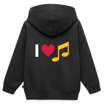 Ich liebe Musik (Herz, Note) - Kinder Premium Organic Zip Hoodie - Schwarz - Hinten - AI Model Kid Male (0cm)
