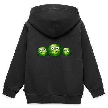 Famille,Melon,Pastèque,Melons - Sweat Premium à capuche zippé enfant bio - noir - Dos - AI Model Kid Male (0cm)