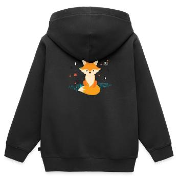 Niedliches Fuchs Design - Kinder Premium Organic Zip Hoodie - Schwarz - Hinten - AI Model Kid Male (0cm)