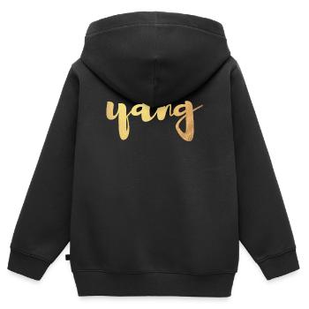 Yang (Yin et Yang) Gold Yoga Look partenaire Amour - Sweat Premium à capuche zippé enfant bio - noir - Dos - AI Model Kid Male (0cm)