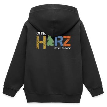 Ohne Harz ist alles doof - Kinder Premium Organic Zip Hoodie - Schwarz - Hinten - AI Model Kid Male (0cm)