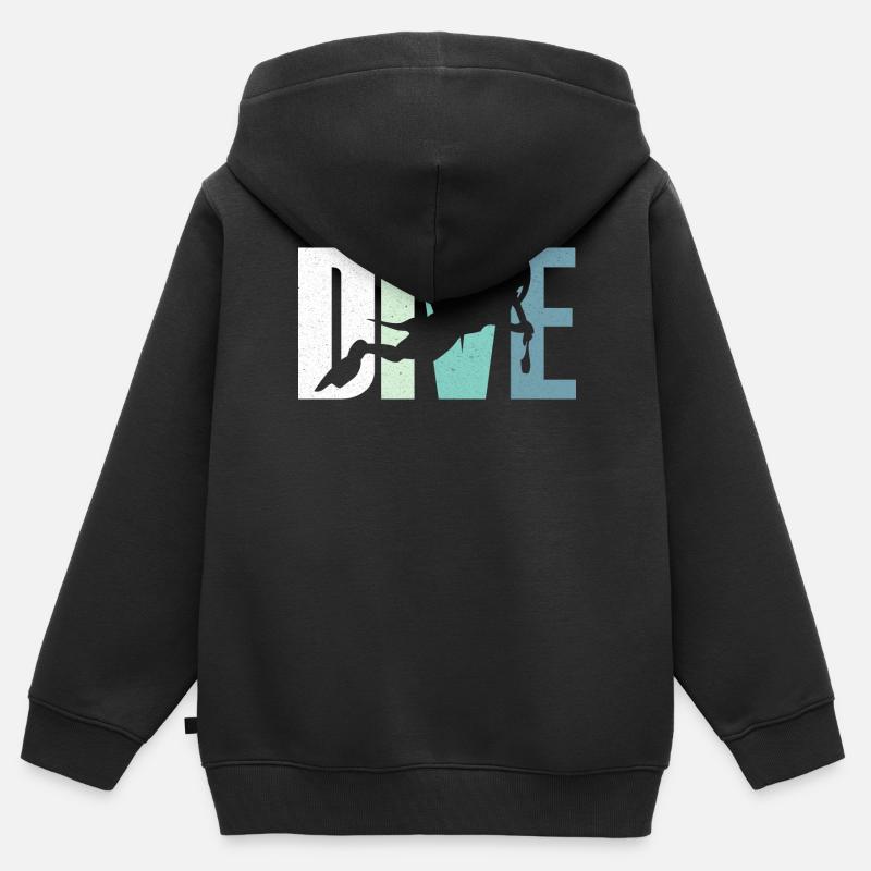 Plongeur - Sweat Premium à capuche zippé enfant bio - noir