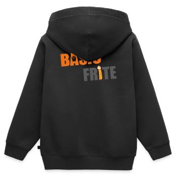Grundlegende Pommes 2 - Kinder Premium Organic Zip Hoodie - Schwarz - Hinten - AI Model Kid Male (0cm)