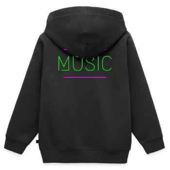 Musique Néon - Sweat Premium à capuche zippé enfant bio - noir - Dos - AI Model Kid Male (0cm)