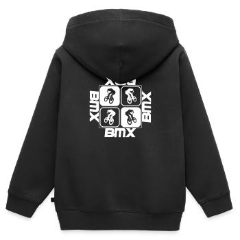 Cascadeur de BMX - Sweat Premium à capuche zippé enfant bio - noir - Dos - AI Model Kid Male (0cm)