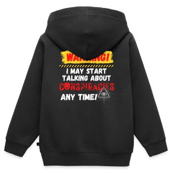 Conspirations d’avertissement - Sweat Premium à capuche zippé enfant bio - noir - Dos - AI Model Kid Male (0cm)