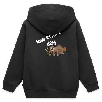 journée de faible effort - Sweat Premium à capuche zippé enfant bio - noir - Dos - AI Model Kid Male (0cm)
