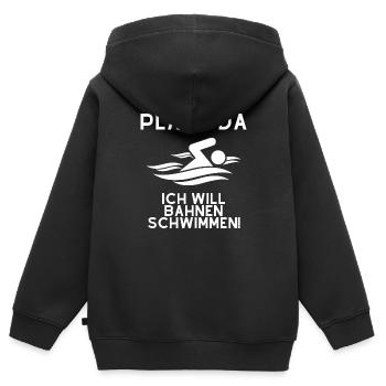 Platz da ich will Bahnen schwimmen - Kinder Premium Organic Zip Hoodie - Schwarz - Hinten - AI Model Kid Male (0cm)