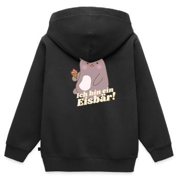 Eisbär, Ich bin ein Eisbär! - Kinder Premium Organic Zip Hoodie - Schwarz - Hinten - AI Model Kid Male (0cm)