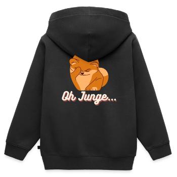 Oh Junge - Kinder Premium Organic Zip Hoodie - Schwarz - Hinten - AI Model Kid Male (0cm)