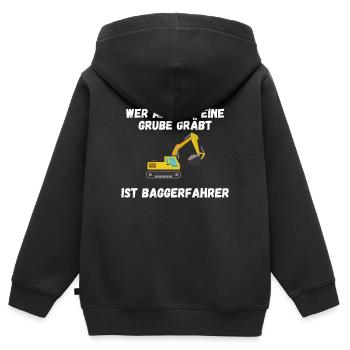 Baggerfahrer - Kinder Premium Organic Zip Hoodie - Schwarz - Hinten - AI Model Kid Male (0cm)