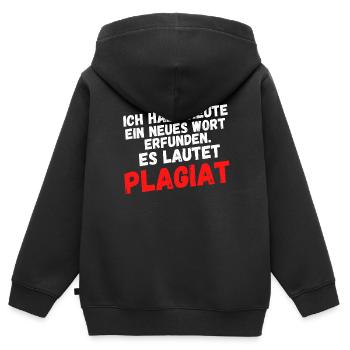 Plagiat - Kinder Premium Organic Zip Hoodie - Schwarz - Hinten - AI Model Kid Male (0cm)