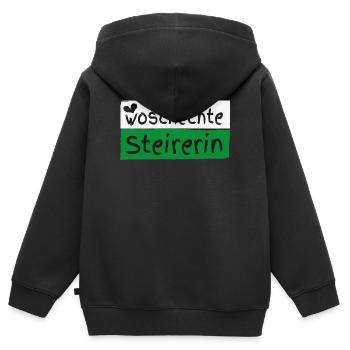 Woschechte Steirerin, Steiermark, Mundart, Dialekt - Kinder Premium Organic Zip Hoodie - Schwarz - Hinten - AI Model Kid Male (0cm)