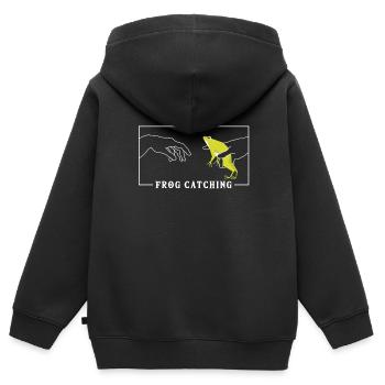 Michelangelo Création d’Adam Frog Catching - Sweat Premium à capuche zippé enfant bio - noir - Dos - AI Model Kid Male (0cm)