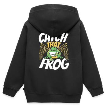 Attrapez cette grenouille Rainette Crapaud Têtard - Sweat Premium à capuche zippé enfant bio - noir - Dos - AI Model Kid Male (0cm)