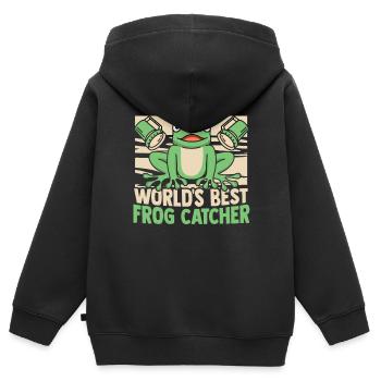 World's Best Frog Catcher Kröte Kaulquappe Frosch - Kinder Premium Organic Zip Hoodie - Schwarz - Hinten - AI Model Kid Male (0cm)