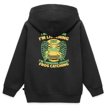 I May Look Like I'm Listening Kröte Kaulquappe - Kinder Premium Organic Zip Hoodie - Schwarz - Hinten - AI Model Kid Male (0cm)