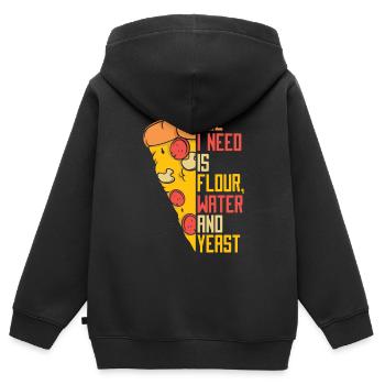 Tout ce dont j’ai besoin est de l’eau de farine et du plateau à pizza à la levure - Sweat Premium à capuche zippé enfant bio - noir - Dos - AI Model Kid Male (0cm)