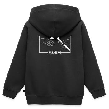 Michelangelo Création d’Adam Farming Bauer - Sweat Premium à capuche zippé enfant bio - noir - Dos - AI Model Kid Male (0cm)