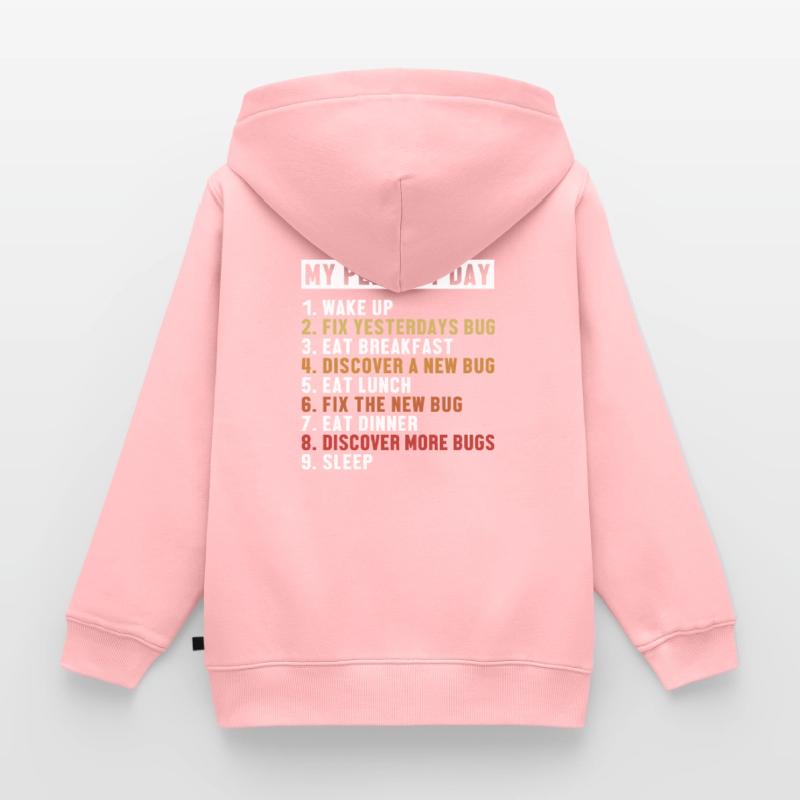Fix Bugs Perfect Day Developer Coder Programmierer Kinder Premium Organic Zip Hoodie