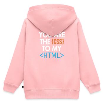 You are the CSS to my HTML Developer Coder - Kinder Premium Organic Zip Hoodie - Rosa - Hinten - AI Model Kid Female (0cm)