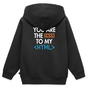 You are the CSS to my HTML Developer Coder - Kids Premium Organic Zip-up Hoodie - black - Back - AI Model Kid Male (0cm)