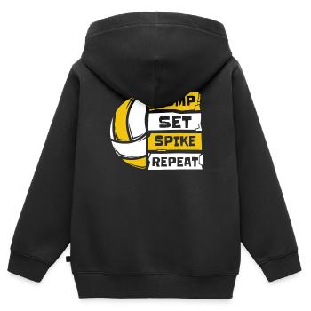 Bump Set Spike Repeat Volleyballfreak Volleyball - Kinder Premium Organic Zip Hoodie - Schwarz - Hinten - AI Model Kid Male (0cm)