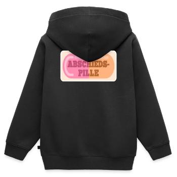 ABSCHIEDSPILLE ABSCHIED - Kinder Premium Organic Zip Hoodie - Schwarz - Hinten - AI Model Kid Male (0cm)