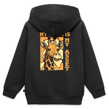 Mein Hals ist mein Kapital Giraffidae Nubischer Afrikaner - Kinder Premium Organic Zip Hoodie - Schwarz - Hinten - AI Model Kid Male (0cm)