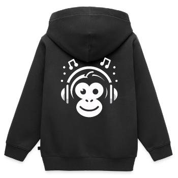 Mélodie de singe joyeux - Sweat Premium à capuche zippé enfant bio - noir - Dos - AI Model Kid Male (0cm)
