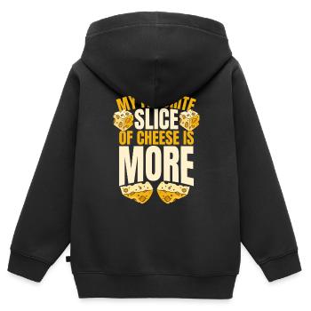 Meine Lieblingskäsescheibe ist eher Maker Queso - Kinder Premium Organic Zip Hoodie - Schwarz - Hinten - AI Model Kid Male (0cm)