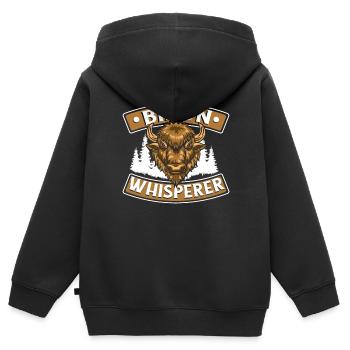 Bison chuchoteur Bison de bison bison d’Amérique Bovinae - Sweat Premium à capuche zippé enfant bio - noir - Dos - AI Model Kid Male (0cm)