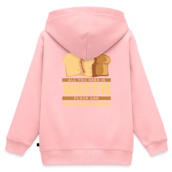 Farine d’eau et autolyse Power Bread Dough Lover - Sweat Premium à capuche zippé enfant bio - rose - Dos - AI Model Kid Female (0cm)