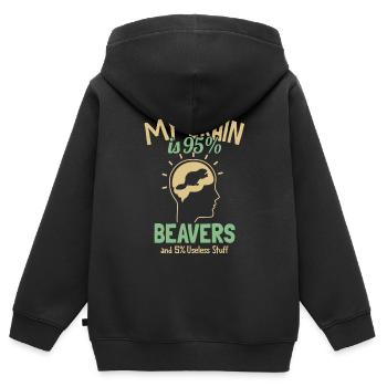 Mein Gehirn besteht zu 95% aus Bibern Castor Canadensis - Kinder Premium Organic Zip Hoodie - Schwarz - Hinten - AI Model Kid Male (0cm)