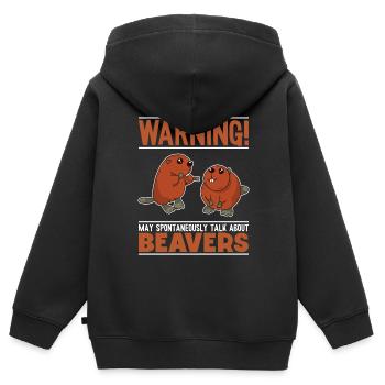 Kann spontan über Beavers North sprechen - Kinder Premium Organic Zip Hoodie - Schwarz - Hinten - AI Model Kid Male (0cm)