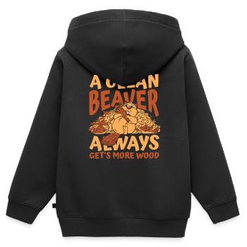 Clean Beaver bekommt immer mehr Holz nach Norden - Kinder Premium Organic Zip Hoodie - Schwarz - Hinten - AI Model Kid Male (0cm)