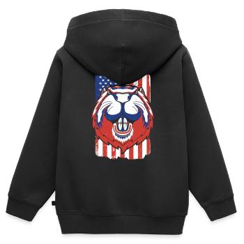 Biber Amerikanische Flagge Eurasischer Castor Canadensis - Kinder Premium Organic Zip Hoodie - Schwarz - Hinten - AI Model Kid Male (0cm)