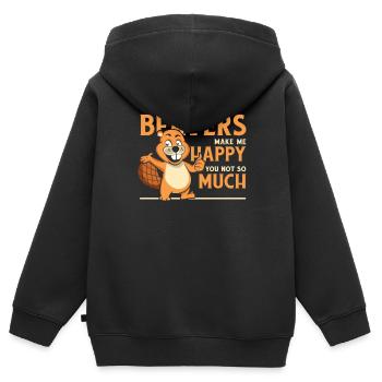 Beavers Make Me Happy Castor Canadensis Eurasian - Kids Premium Organic Zip-up Hoodie - black - Back - AI Model Kid Male (0cm)