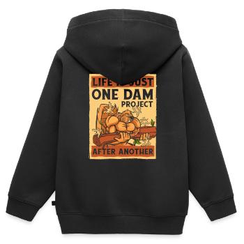 Nur ein Staudammprojekt reiht sich nach dem anderen Nordamerika - Kinder Premium Organic Zip Hoodie - Schwarz - Hinten - AI Model Kid Male (0cm)