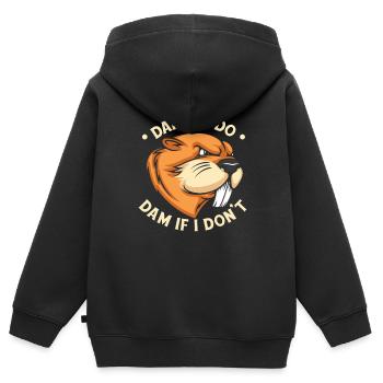 Damm, wenn ich Damm mache, wenn ich es nicht tue Castor canadensis - Kinder Premium Organic Zip Hoodie - Schwarz - Hinten - AI Model Kid Male (0cm)