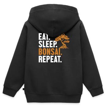 Eat Sleep Bonsai Repeat Indoor Bonsai Bonsai Schalen - Kinder Premium Organic Zip Hoodie - Schwarz - Hinten - AI Model Kid Male (0cm)