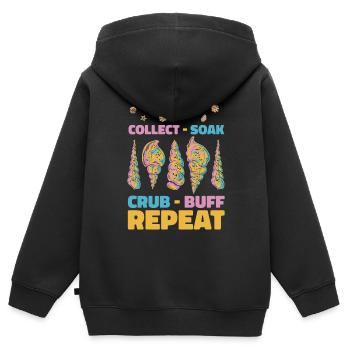 Récupérez : Tremper Crub, Répéter, Bivalvia : Coquillage - Sweat Premium à capuche zippé enfant bio - noir - Dos - AI Model Kid Male (0cm)