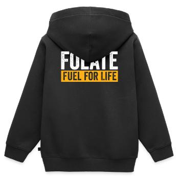 Folate Fuel For Life Power Source - Kids Premium Organic Zip-up Hoodie - black - Back - AI Model Kid Male (0cm)