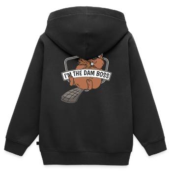 Ich bin der Damm Eurasischer Castor canadensis Biber - Kinder Premium Organic Zip Hoodie - Schwarz - Hinten - AI Model Kid Male (0cm)