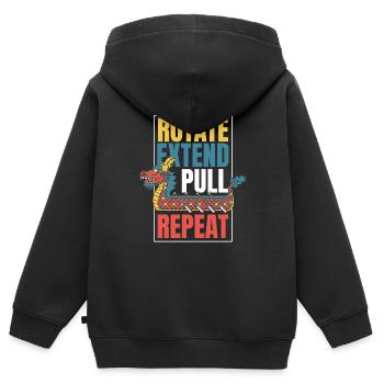 Drehen Verlängern Ziehen Wiederholen Paddler Drummer Team - Kinder Premium Organic Zip Hoodie - Schwarz - Hinten - AI Model Kid Male (0cm)
