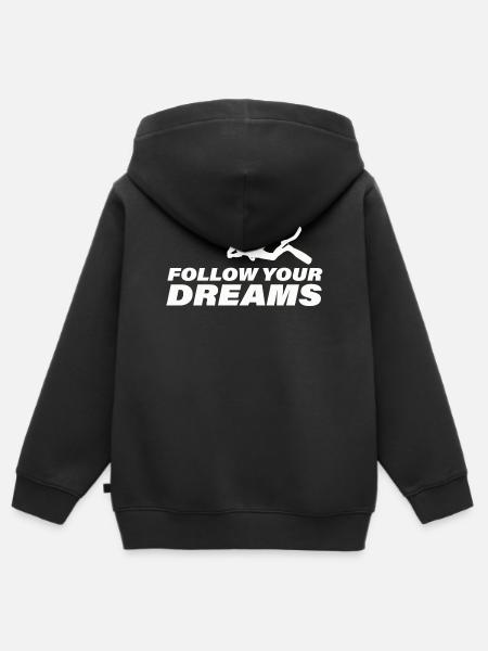 FOLLOW YOUR DREAMS - Kinder Premium Organic Zip Hoodie - Schwarz