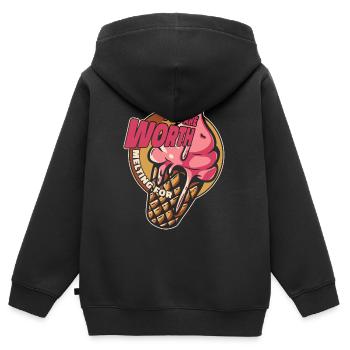 Sie sind es wert, für die Herstellung von Gelato Lover Ice zu schmelzen - Kinder Premium Organic Zip Hoodie - Schwarz - Hinten - AI Model Kid Male (0cm)