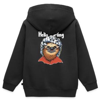 Bonjour Darling Folivora Pilosa à gorge brune - Sweat Premium à capuche zippé enfant bio - noir - Dos - AI Model Kid Male (0cm)