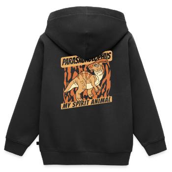 Mon animal spirituel Parasaurolophini Dinosaure - Sweat Premium à capuche zippé enfant bio - noir - Dos - AI Model Kid Male (0cm)