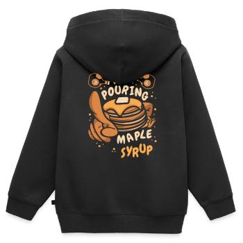 Essayez de verser des recettes de sirop d’érable Griddlecake - Sweat Premium à capuche zippé enfant bio - noir - Dos - AI Model Kid Male (0cm)